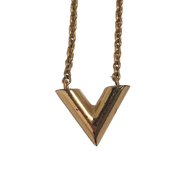 LOUIS VUITTON Necklace M61083 Gold Plated gold Necklace Essential V Women Used Authentic