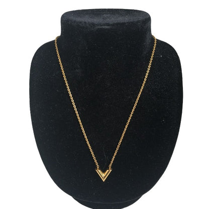 LOUIS VUITTON Necklace M61083 Gold Plated gold Necklace Essential V Women Used Authentic