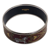 HERMES Bangle bracelet Cloisonne SV Red / gold / black Women Used Authentic