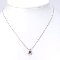 JEWELRY Necklace Necklace Diamond 0.27ct, Ruby 0.33ct Pt850Platinum Silver Women Used Authentic