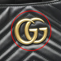 GUCCI Tote Bag Tote bag leather GG Marmont leather 453569 black unisex(Unisex) Used Authentic