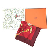 HERMES scarf scarf Last year's snow Holly berries Calle 90 silk Red Women Used Authentic