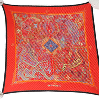 HERMES scarf Pleated scarf 100% silk silk Red unisex(Unisex) Used Authentic
