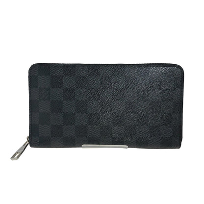 LOUIS VUITTON Long Wallet Purse N63077 Damier Grafitto Canvas black Zip Around Damier Graphite Zippy Organizer mens Used Authentic