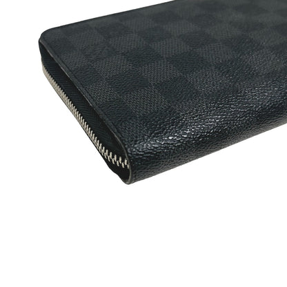 LOUIS VUITTON Long Wallet Purse N63077 Damier Grafitto Canvas black Zip Around Damier Graphite Zippy Organizer mens Used Authentic