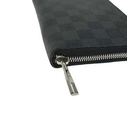 LOUIS VUITTON Long Wallet Purse N63077 Damier Grafitto Canvas black Zip Around Damier Graphite Zippy Organizer mens Used Authentic