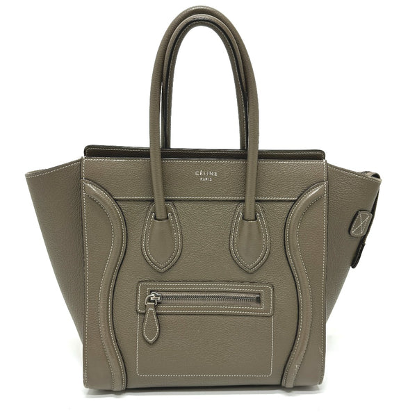 CELINE Handbag micro shopper bag Luggage leather beige Women Used Authentic