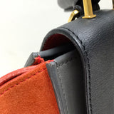 CELINE Shoulder Bag bag trapeze 2WAY handbag Suede leather Gray x black x orange Women Used Authentic