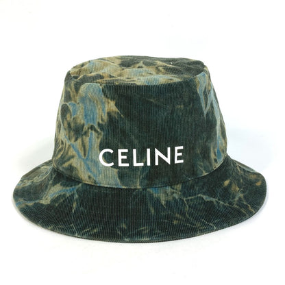 CELINE hat 2AU5B214Q cotton green Corduroy tie-dye logo hat unisex(Unisex) L Used Authentic