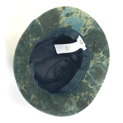 CELINE hat 2AU5B214Q cotton green Corduroy tie-dye logo hat unisex(Unisex) L Used Authentic