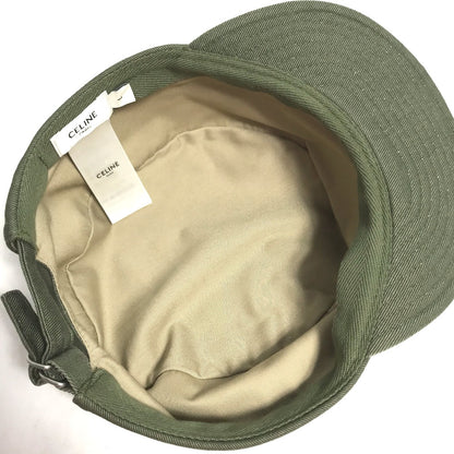 CELINE cap 2AUR5769K cotton khaki Triomphe gabardine cotton army cap Women L Used Authentic