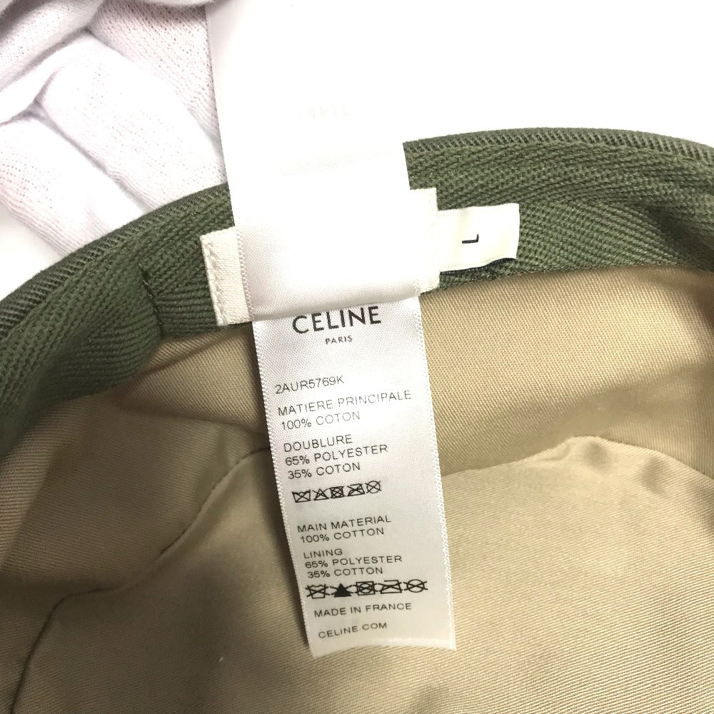 CELINE cap 2AUR5769K cotton khaki Triomphe gabardine cotton army cap Women L Used Authentic