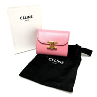 CELINE Trifold wallet Small wallet Triomphe leather pink Women Used Authentic