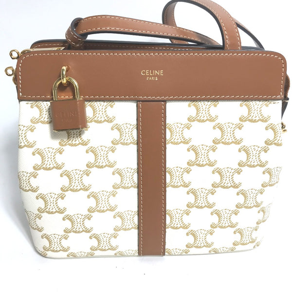 CELINE Shoulder Bag Pochette bag Crossbody Teen Cava de France leather 191992BZJ white Women Used Authentic