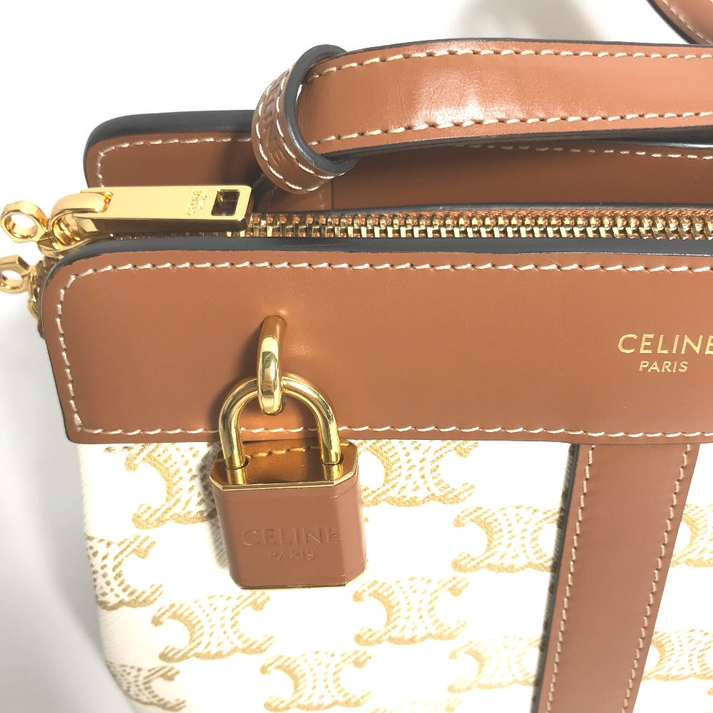 CELINE Shoulder Bag 191992BZJ leather white Teen Cava de France Women Used Authentic