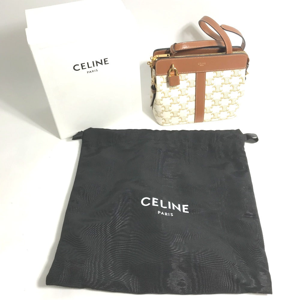 CELINE Shoulder Bag 191992BZJ leather white Teen Cava de France Women Used Authentic