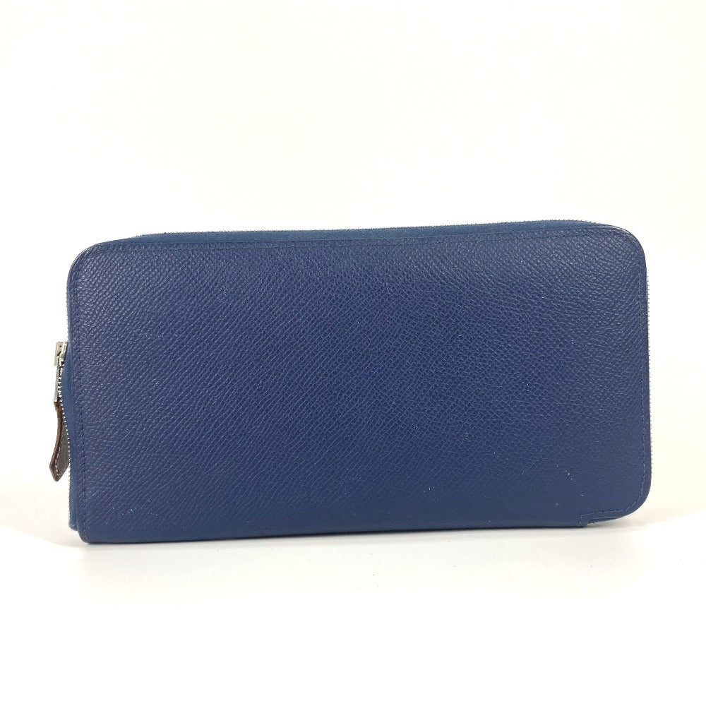 HERMES Long Wallet Purse Epsom Navy Long wallet Azap Long Silk Inn Women Used Authentic