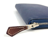 HERMES Long Wallet Purse Zip Around Long wallet Azap Long Silk Inn Epsom Navy Women Used Authentic