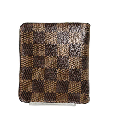 LOUIS VUITTON Bifold Wallet N61668 Damier canvas Brown Wallet with pocket zipper for cards Damier Compact zip unisex(Unisex) Used Authentic