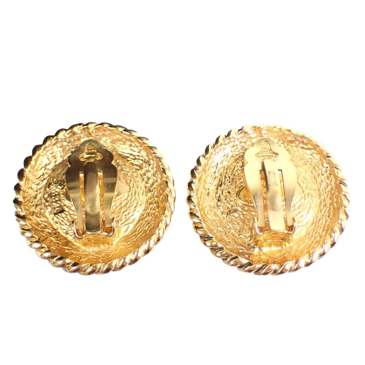 CHANEL Earring Gold Plated, Fake Pearl gold Engraved Gold Plated Women Used Authentic