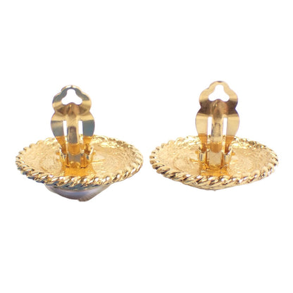 CHANEL Earring Gold Plated, Fake Pearl gold Engraved Gold Plated Women Used Authentic