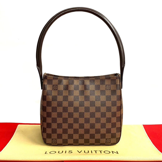 LOUIS VUITTON Shoulder Bag leather Brown Damier Looping MM