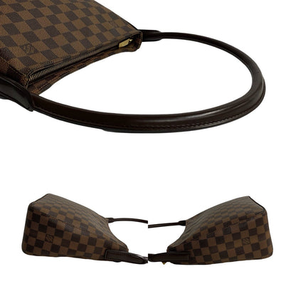 LOUIS VUITTON Shoulder Bag leather Brown Damier Looping MM