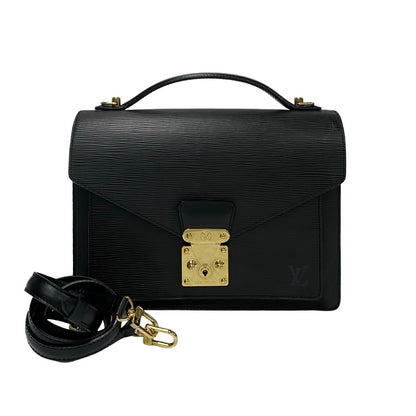 LOUIS VUITTON Shoulder Bag Epi Leather black Epi Monceau