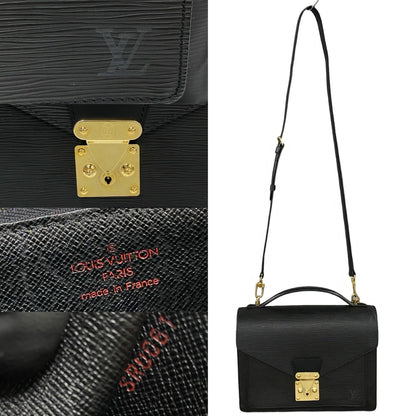 LOUIS VUITTON Shoulder Bag Epi Leather black Epi Monceau