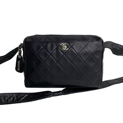 CHANEL Shoulder Bag lambskin Navy Matrasse