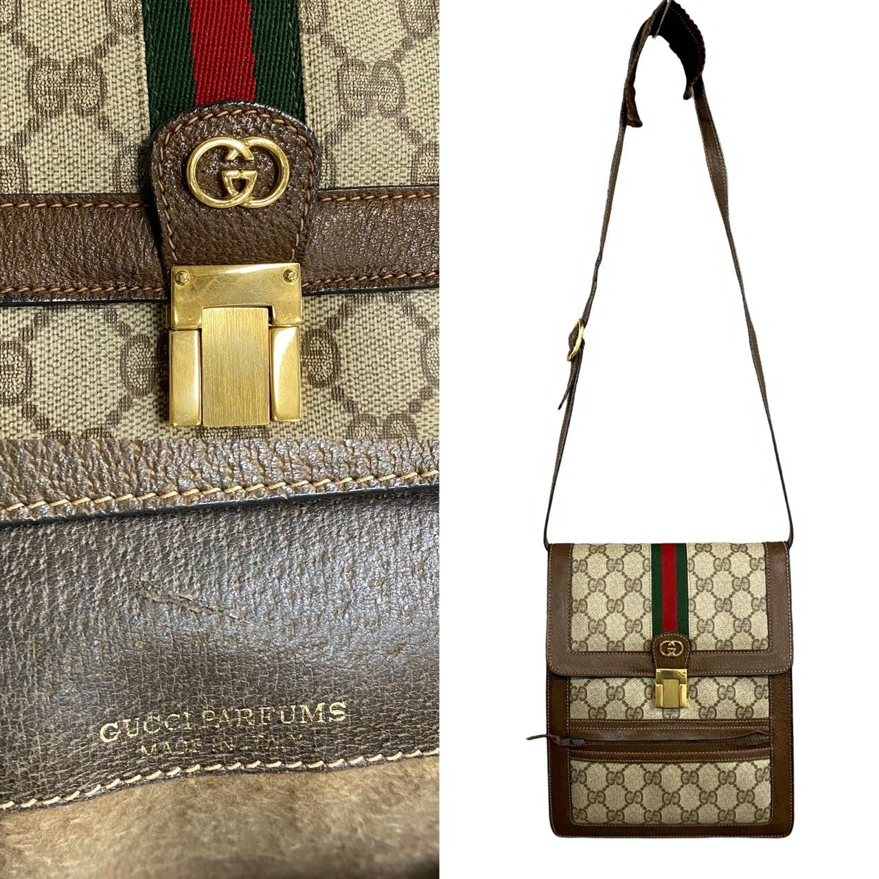 GUCCI Shoulder Bag leather Brown Sherry line