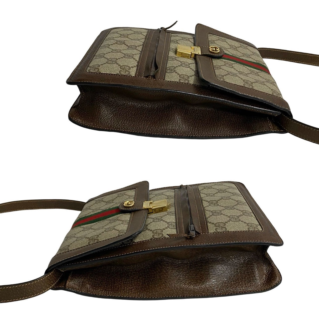 GUCCI Shoulder Bag leather Brown Sherry line