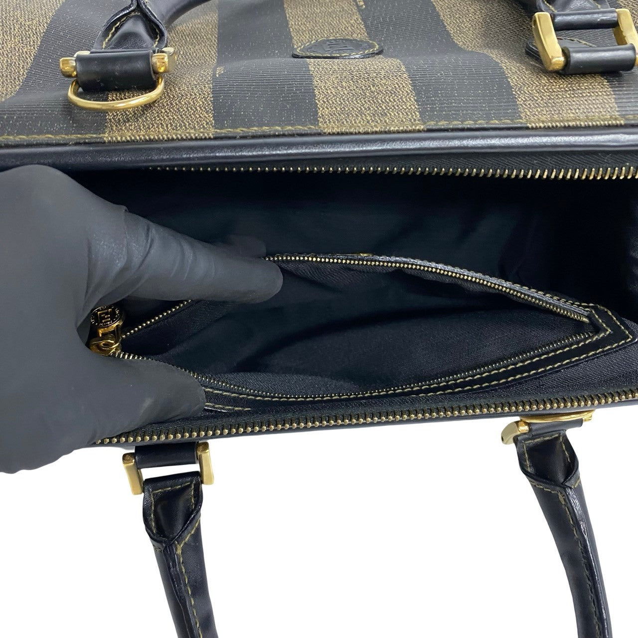 FENDI Boston Duffel bag leather black Pekan