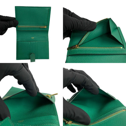 HERMES Bifold Wallet Epsom green Bean compact