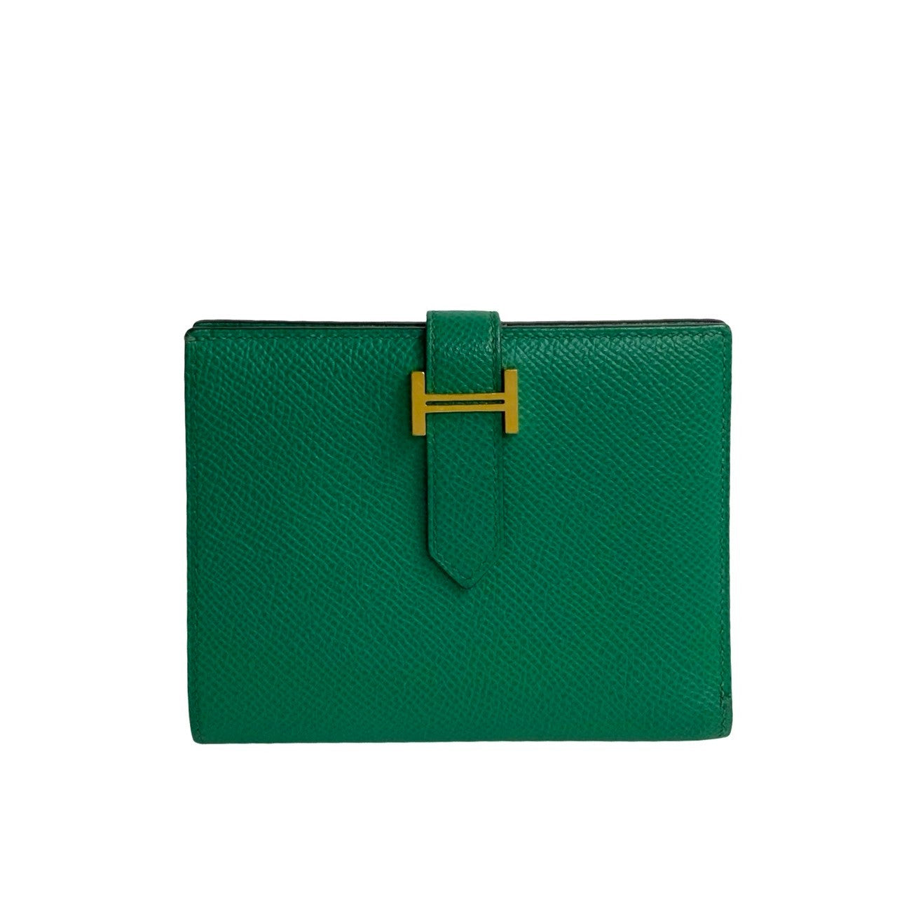 HERMES Bifold Wallet Epsom green Bean compact