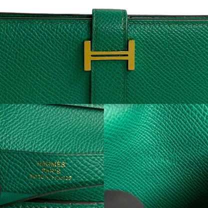 HERMES Bifold Wallet Epsom green Bean compact