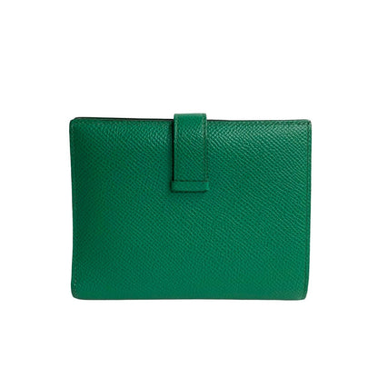 HERMES Bifold Wallet Epsom green Bean compact