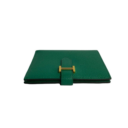 HERMES Bifold Wallet Epsom green Bean compact