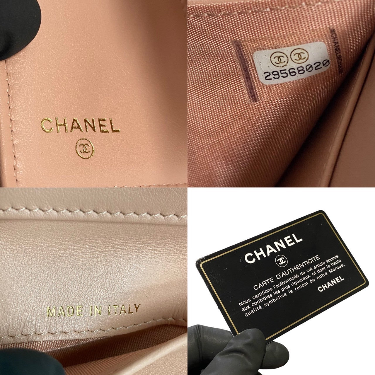 CHANEL Tri-fold wallet Matt caviar skin pink Boy chanel