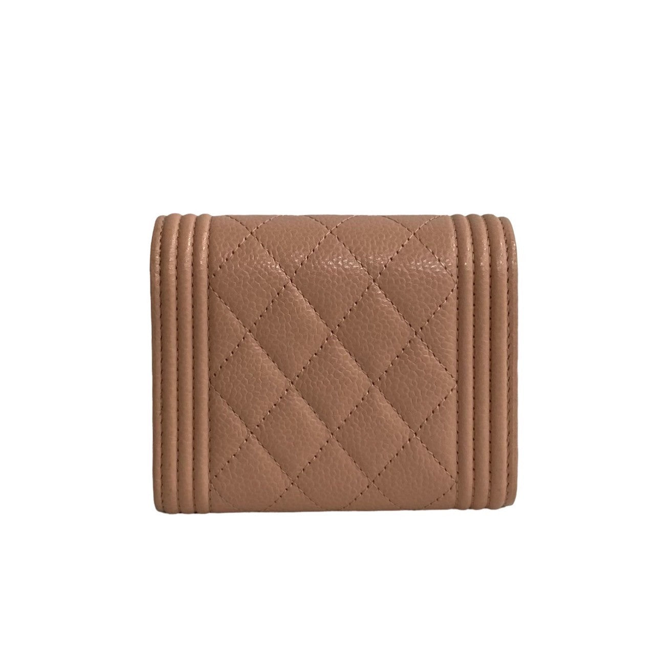 CHANEL Tri-fold wallet Matt caviar skin pink Boy chanel