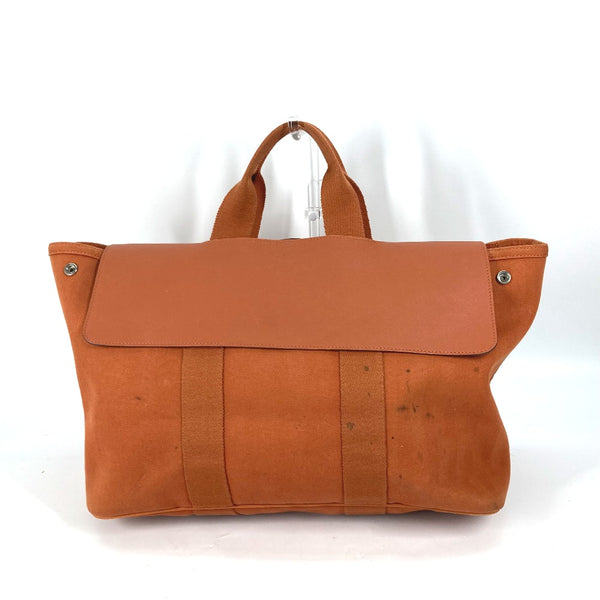 HERMES Tote Bag With porch bag handbag Valparaiso MM Canvas / Leather Orange Women Used Authentic
