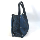HERMES Tote Bag Beach bag Shoulder Bag Shoulder Bag Leopard leopard leopard canvas Navy Women Used Authentic