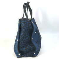 HERMES Tote Bag Beach bag Shoulder Bag Shoulder Bag Leopard leopard leopard canvas Navy Women Used Authentic
