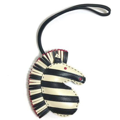 HERMES Bag charm Anyo Miro Black x white zebra Gee Gee Savannah Charm unisex(Unisex) Used Authentic