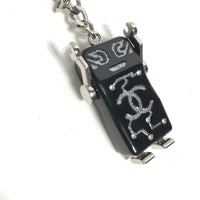 CHANEL key ring Bag charm robot rhinestone plastic black Women Used Authentic