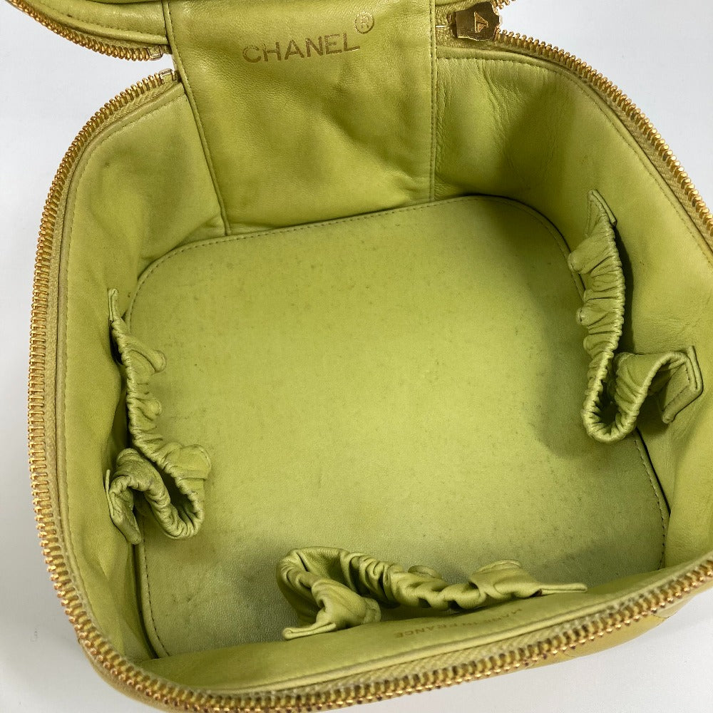 CHANEL Handbag leather Yellow type quilting Matrasse vanity bag Women Used Authentic