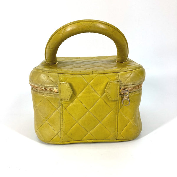 CHANEL Handbag Bag quilting Matrasse vanity bag leather Yellow Women Used Authentic