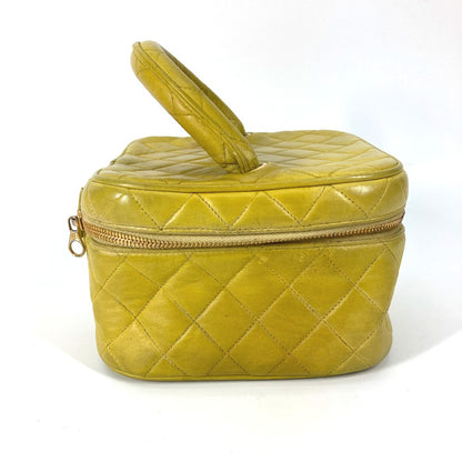 CHANEL Handbag leather Yellow type quilting Matrasse vanity bag Women Used Authentic