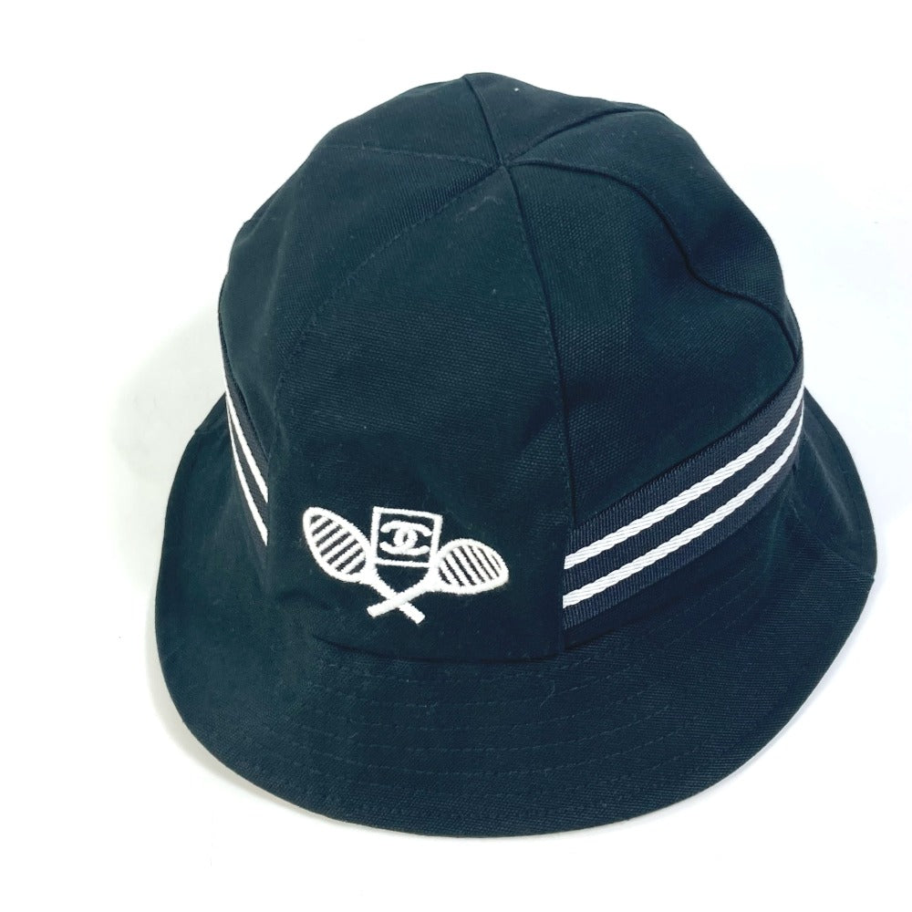 CHANEL hat cotton black sportssports Tennis CC COCO Mark Women Used Authentic