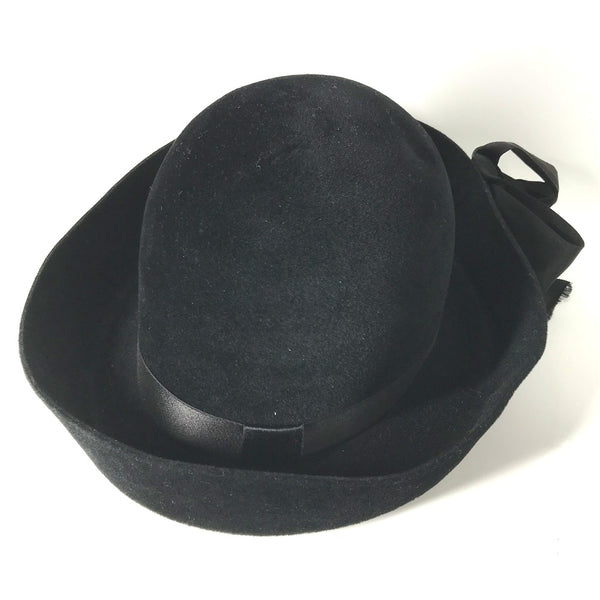 CHANEL hat Hat Hat Bucket Hat Bob Hat ribbon wool black Women Used Authentic